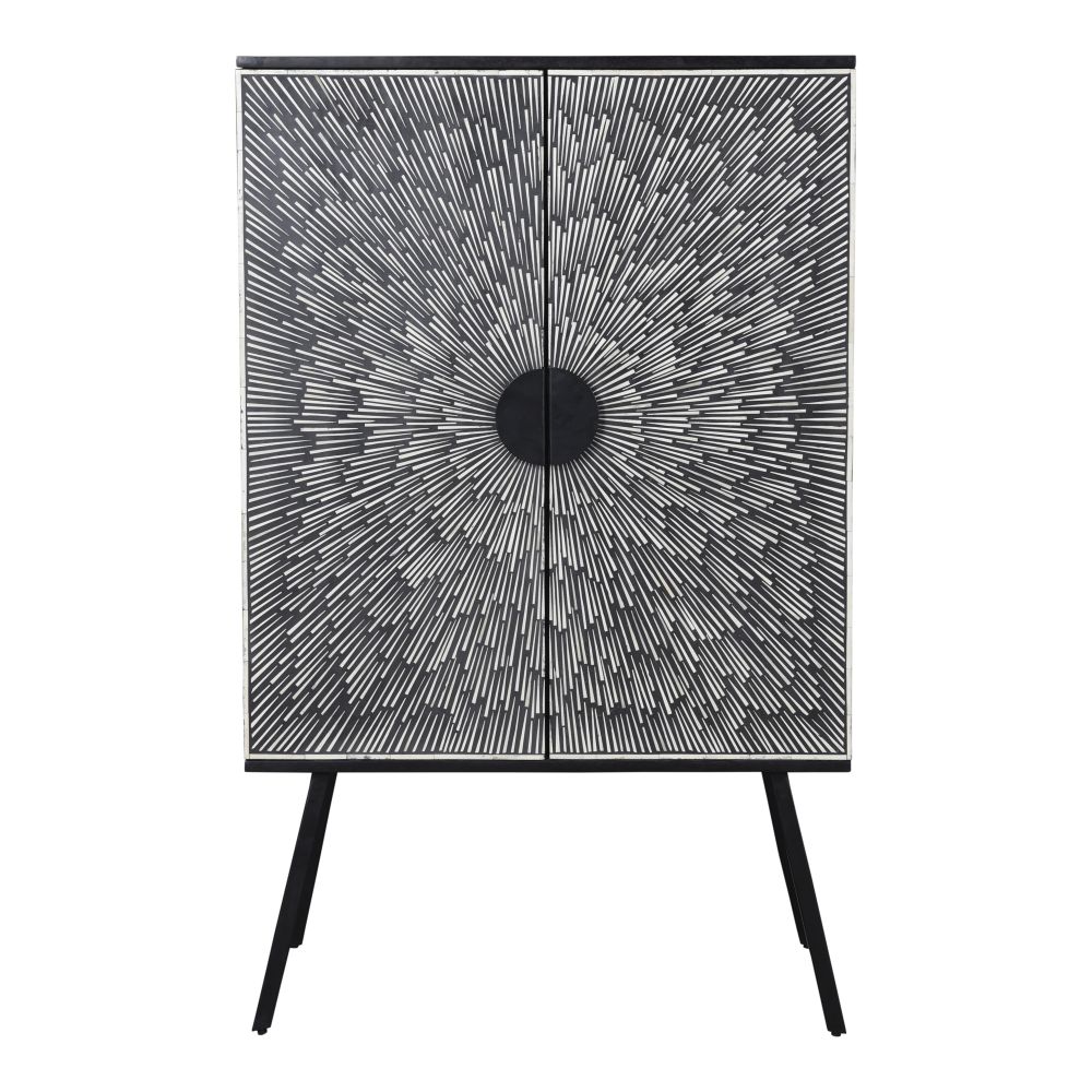 Moes Home Collection GZ-1120-02 Sunburst Wine Cabinet in Black