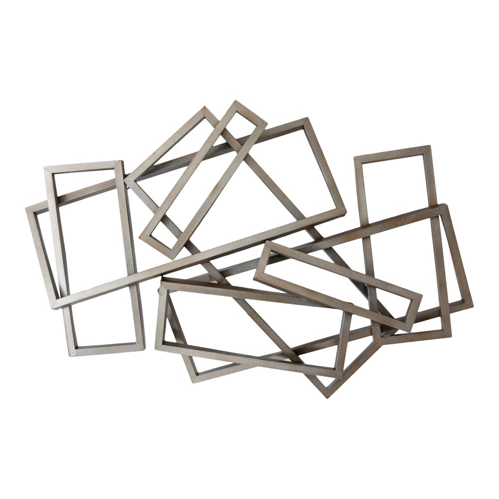 Moes Home Collection HW-1007-30 Metal Rectangles Wall Decor in Silver