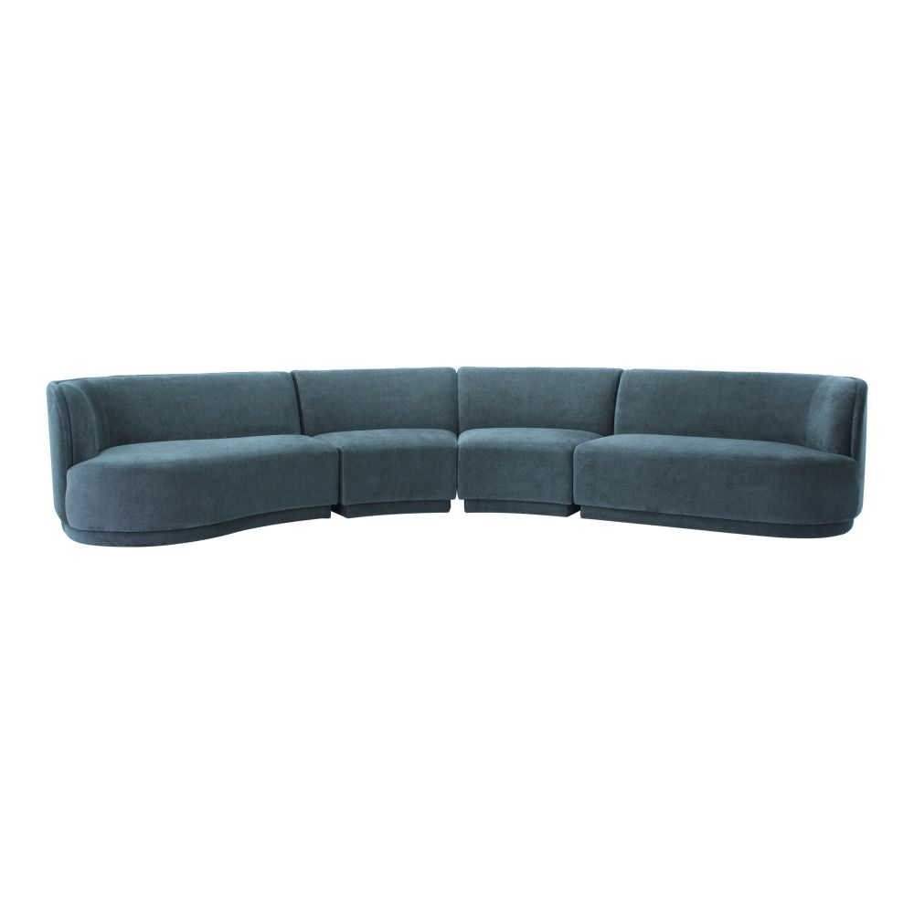 Moes Home Collection JM-1024-45 Yoon Eclipse Modular Sectional Chaise in Blue