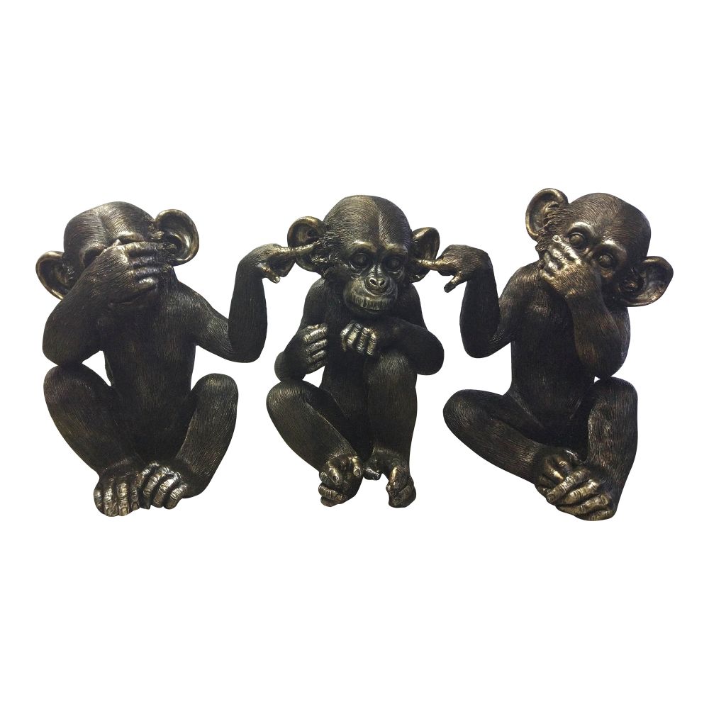 Moes Home Collection LA-1060-02 He Did It Set Of 3 Chimps in Black