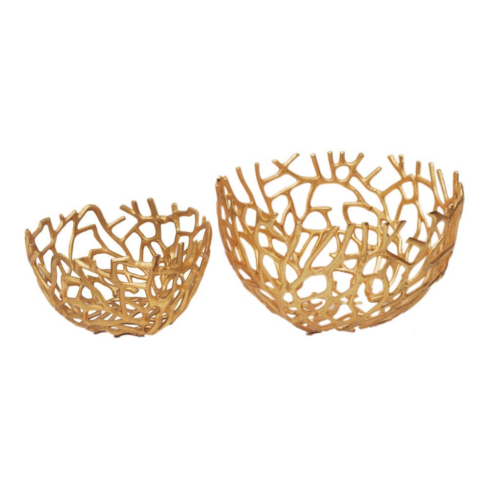 Moes Home Collection MK-1019-32 Nest Set Of 2 Bowls in Gold