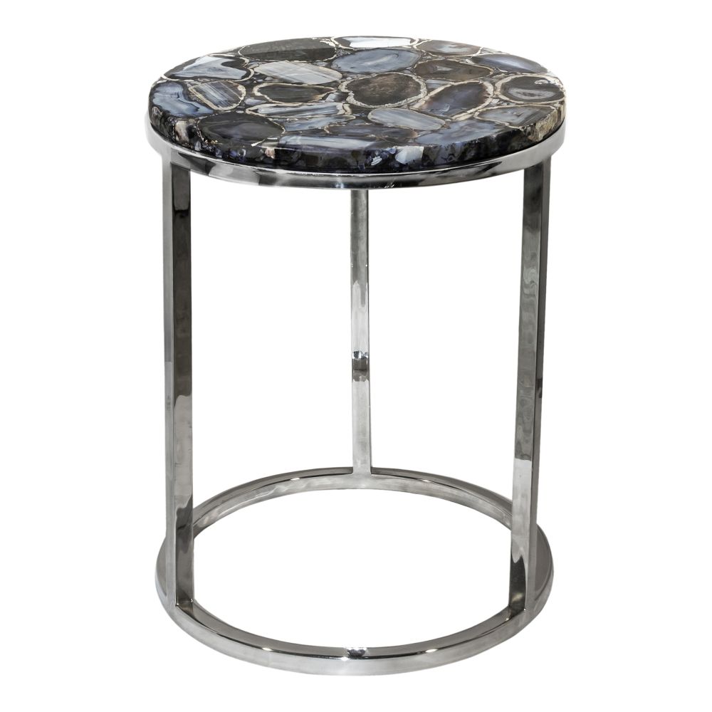 Moes Home Collection PJ-1003-30 Shimmer Agate Accent Table in Silver