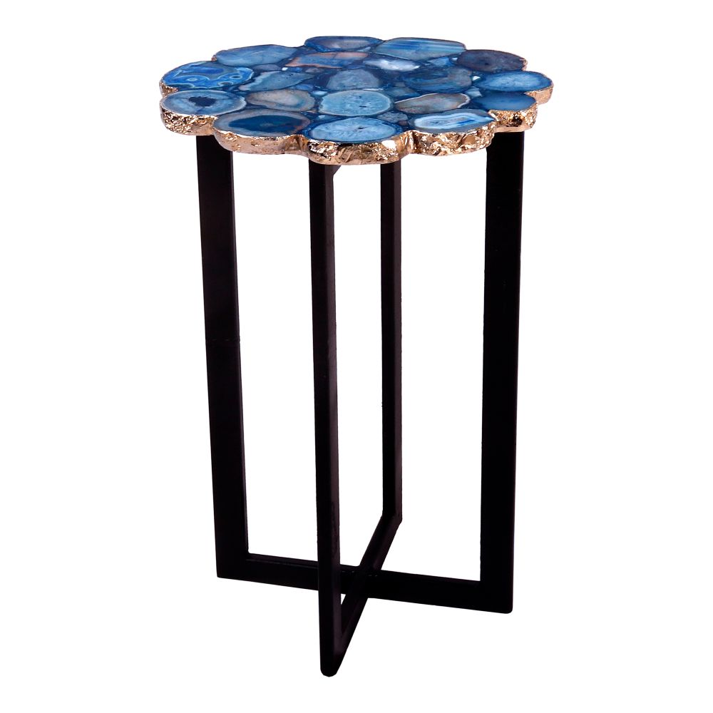 Moes Home Collection PJ-1011-26 Azul Agate Accent Table in Blue