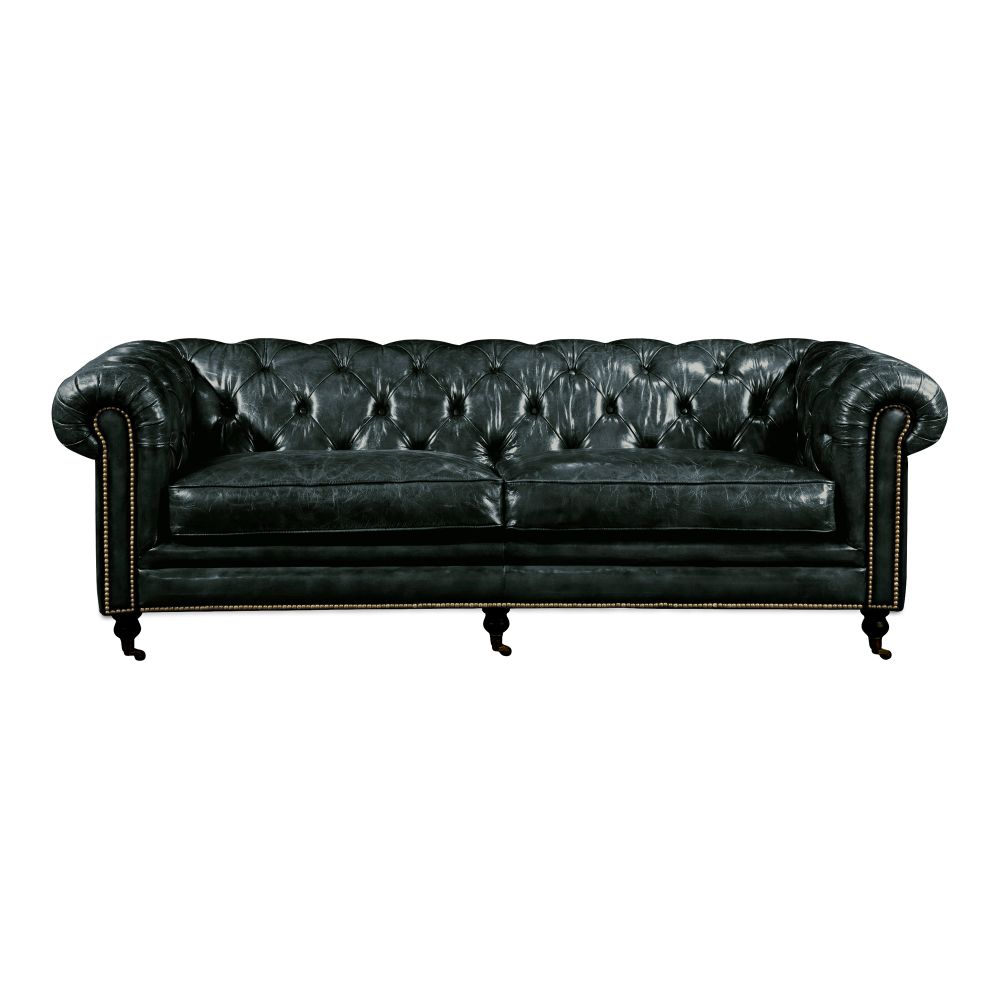 Moes Home Collection PK-1007-02 Birmingham Onyx Leather Sofa in Black