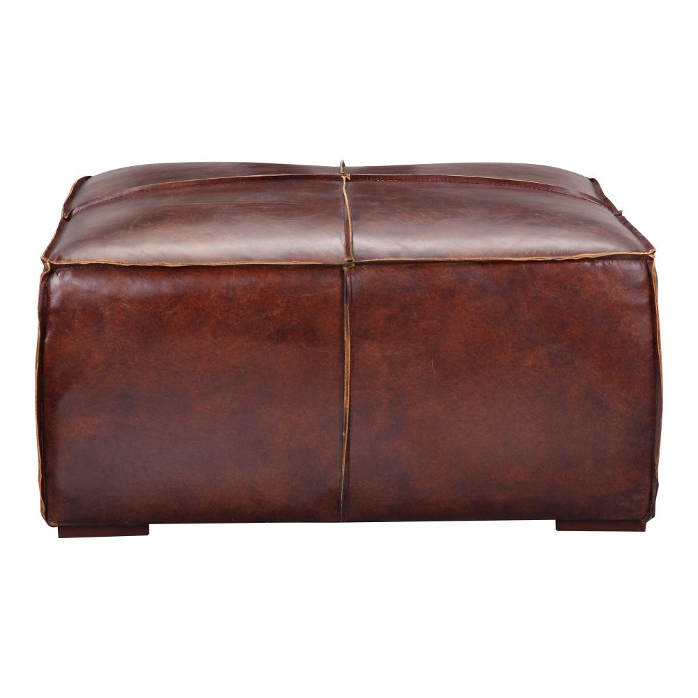 Moes Home Collection PK-1019-20 Kapa Cappuccino Leather Ottoman in Brown