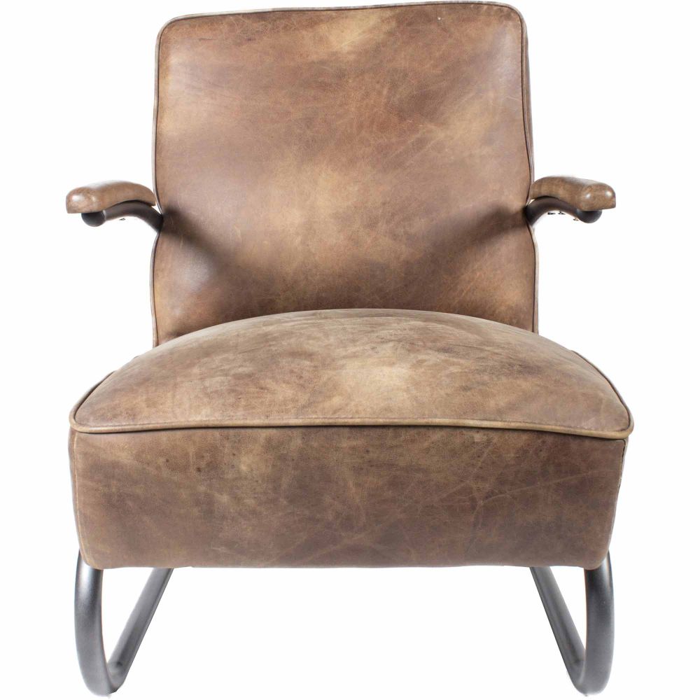 Moes Home Collection PK-1022-03 Perth Grazed Leather Club Chair in Brown