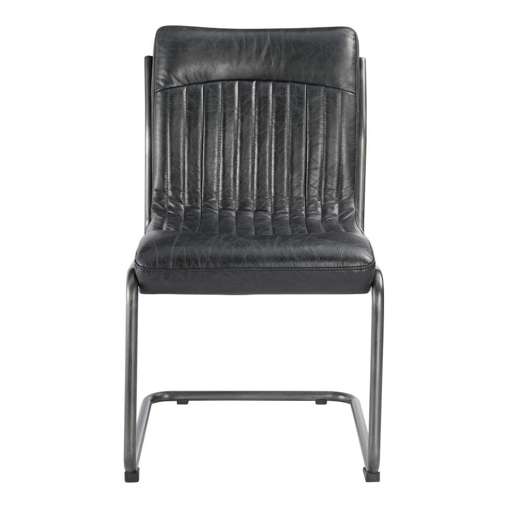 Moes Home Collection PK-1043-02 Ansel Onyx Leather Dining Chair in Black