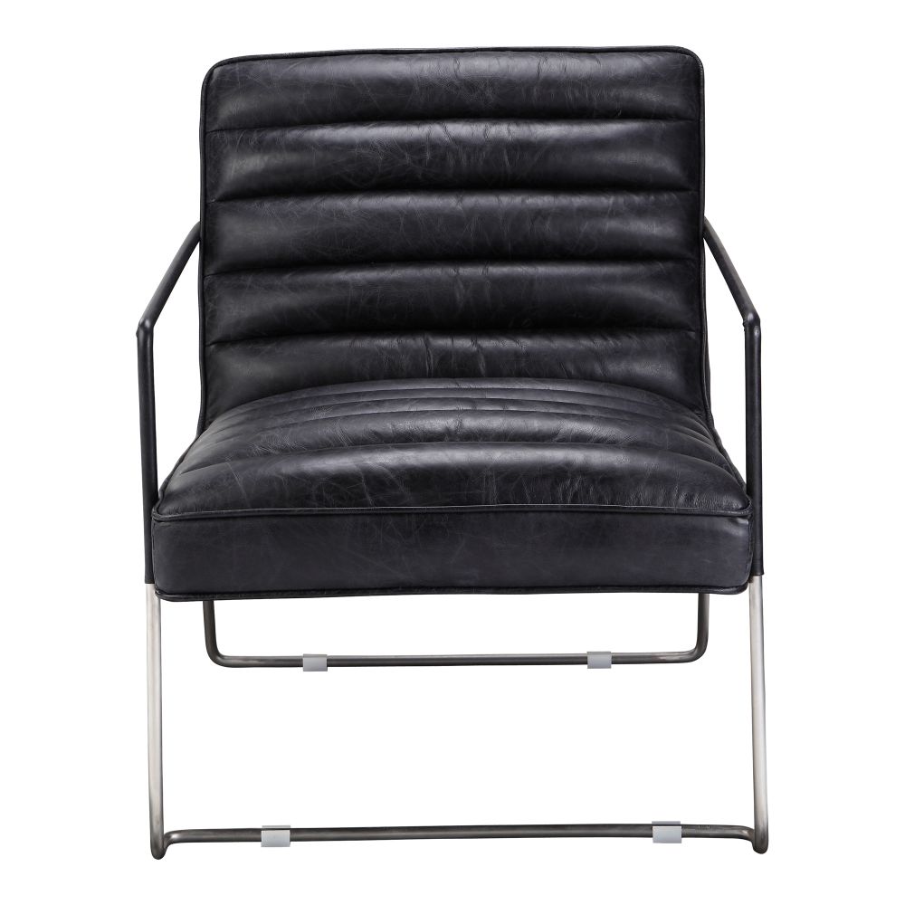 Moes Home Collection PK-1045-02 Desmond Onyx Leather Club Chair in Black