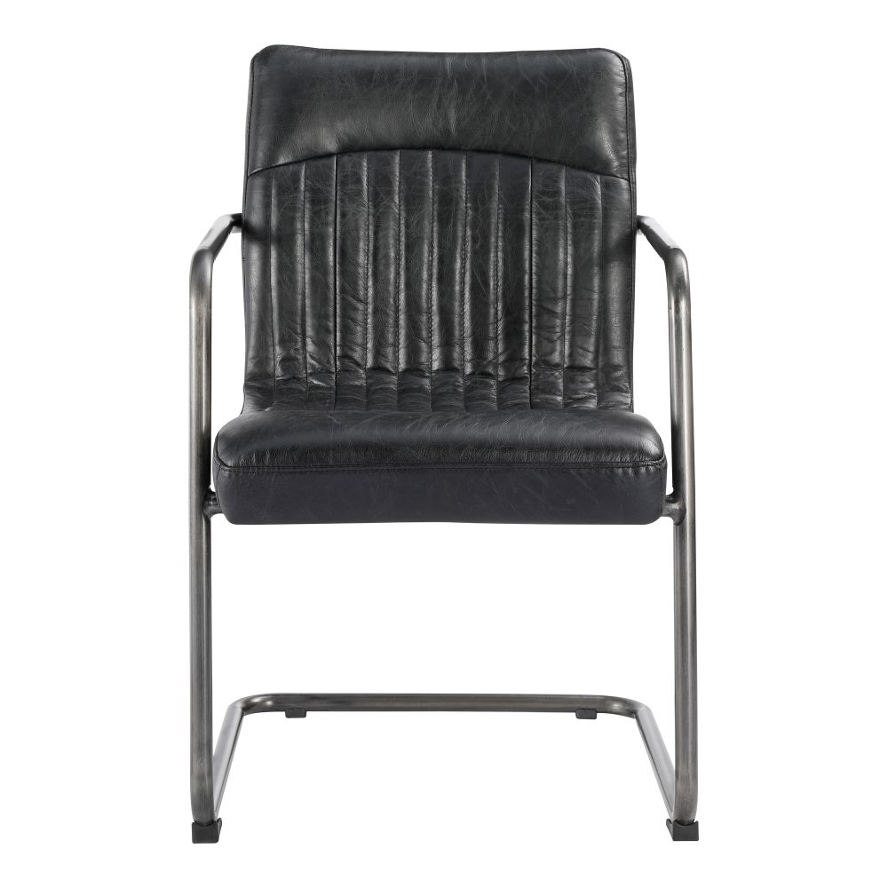 Moes Home Collection PK-1052-02 Ansel Onyx Leather Arm Chair in Black