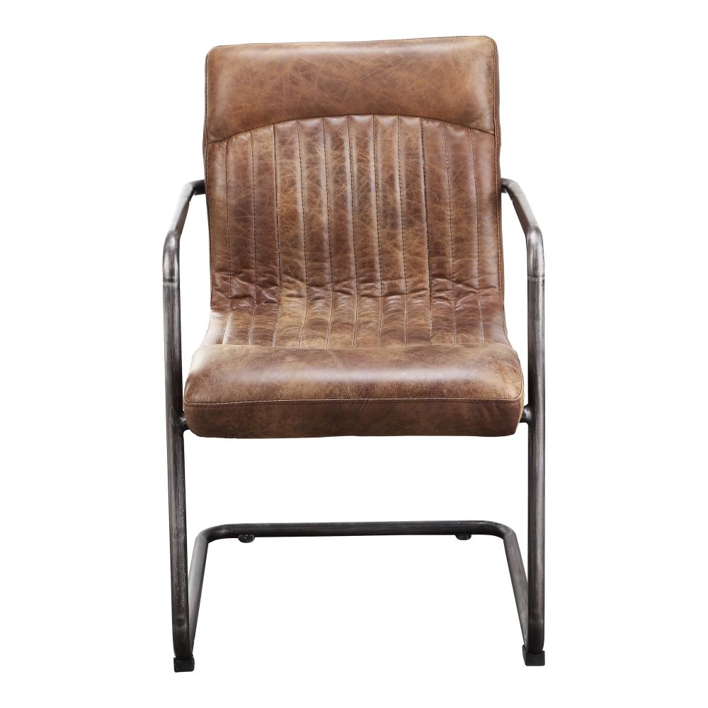 Moes Home Collection PK-1052-03 Ansel Grazed Leather Arm Chair in Brown