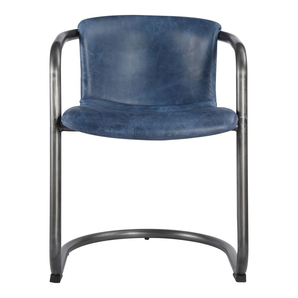Moes Home Collection PK-1059-19 Freeman Kaiso Leather Dining Chair in Blue