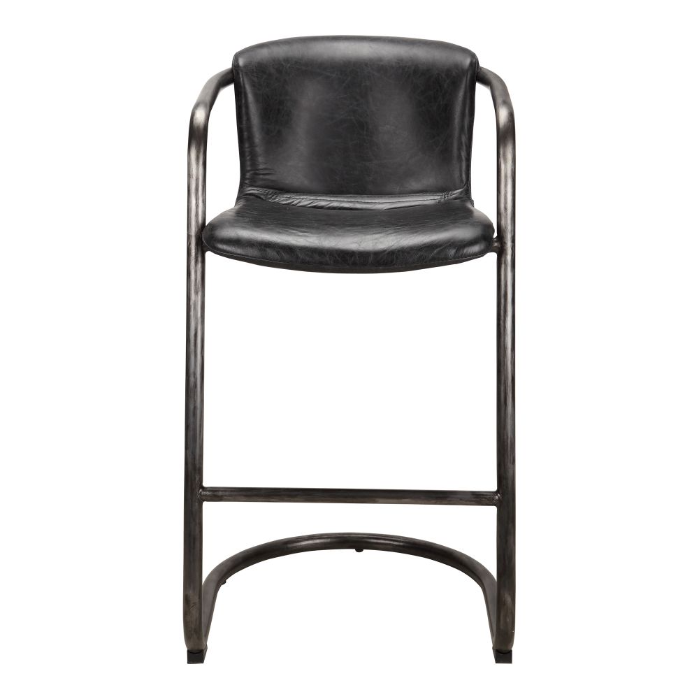 Moes Home Collection PK-1060-02 Freeman Onyx Leather Barstool in Black