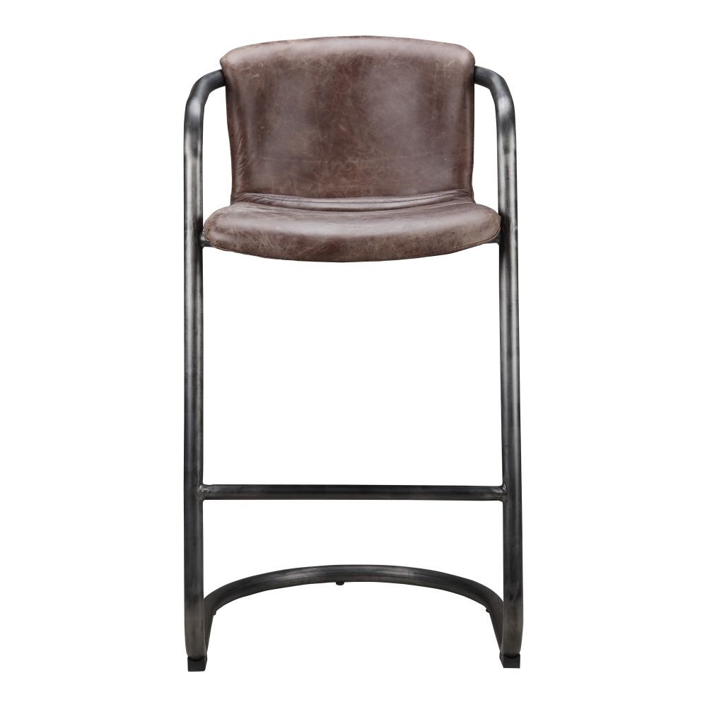Moes Home Collection PK-1060-03 Freeman Grazed Leather Barstool in Brown
