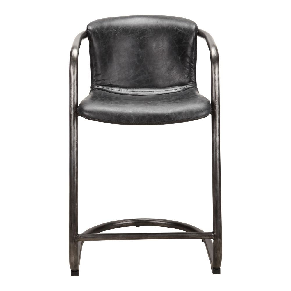 Moes Home Collection PK-1061-02 Freeman Onyx Leather Counter Stool in Black