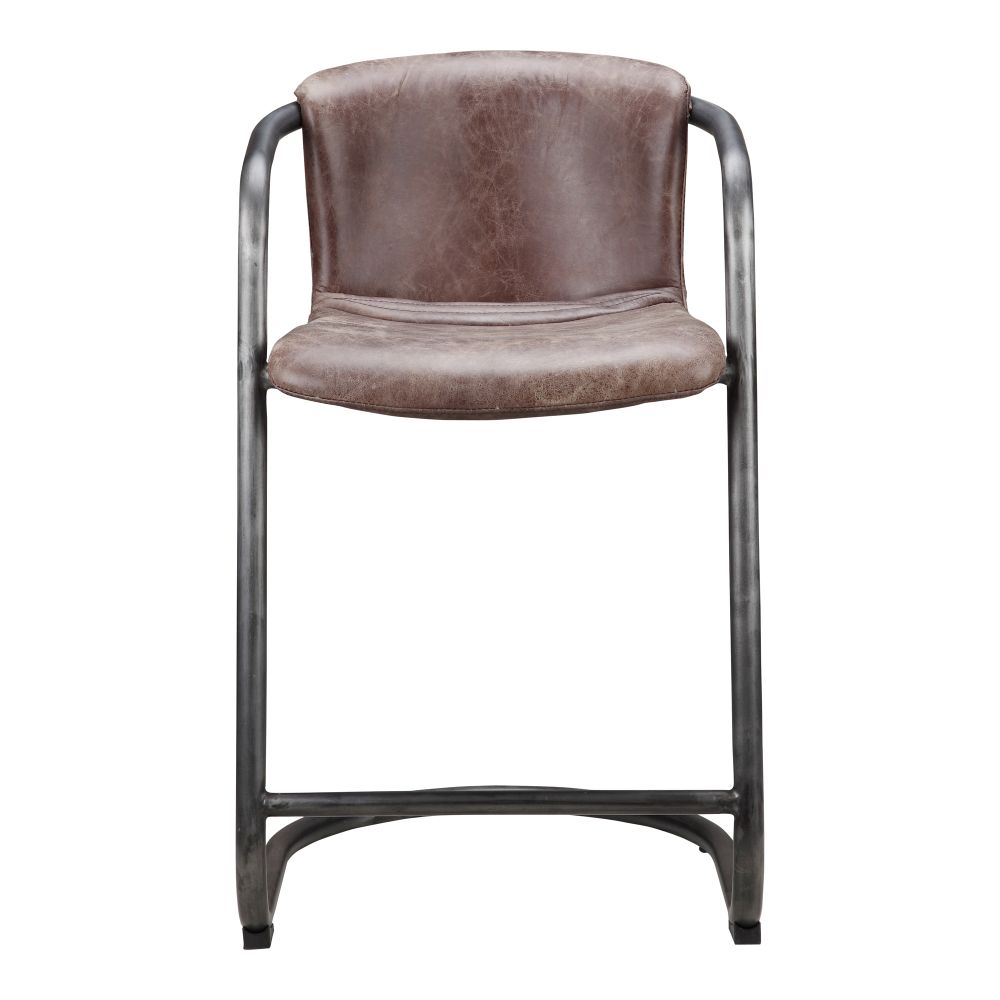 Moes Home Collection PK-1061-03 Freeman Grazed Leather Counter Stool in Brown