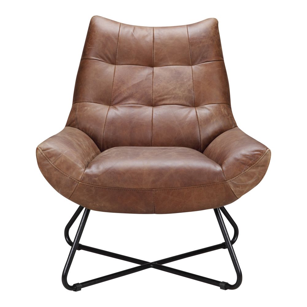 Moes Home Collection PK-1063-14 Graduate Lounge Open Road Leather Chair in Brown