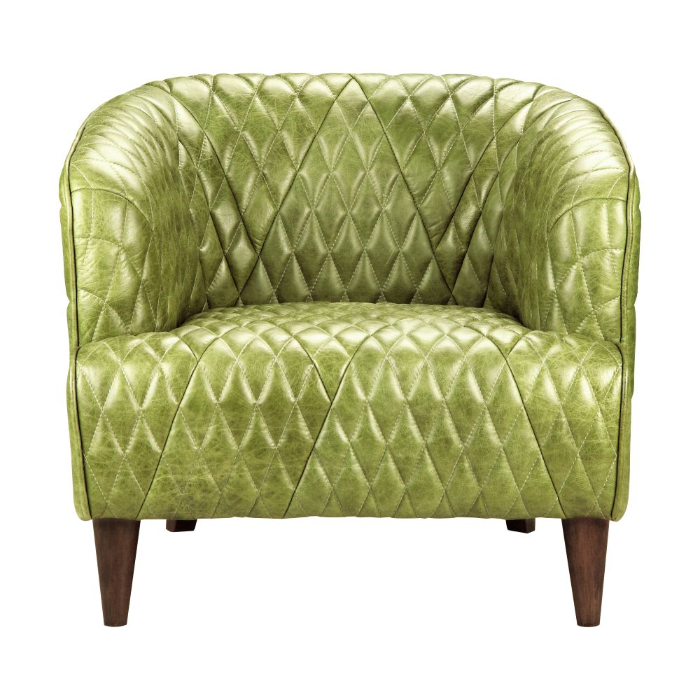 Moes Home Collection PK-1076-27 Magdelan Tufted Jungle Grove Leather Arm Chair in Green