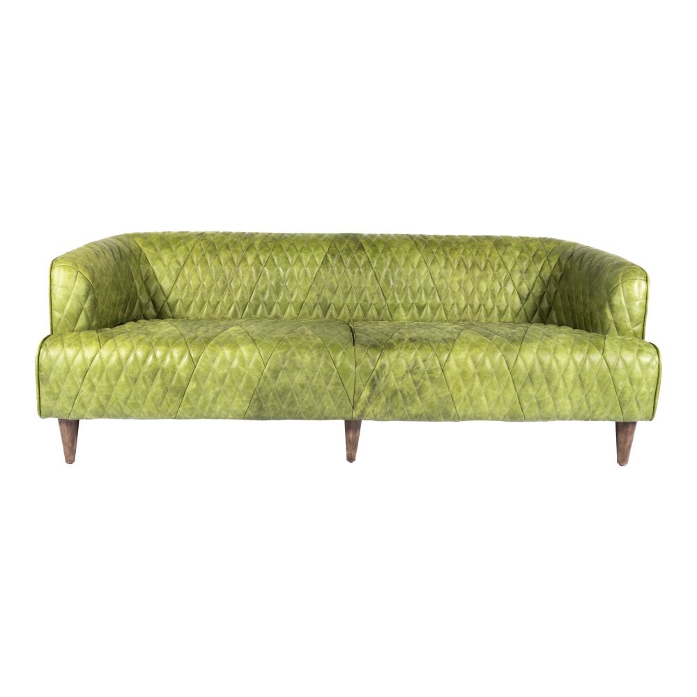 Moes Home Collection PK-1077-27 Magdelan Tufted Jungle Grove Leather Sofa in Green