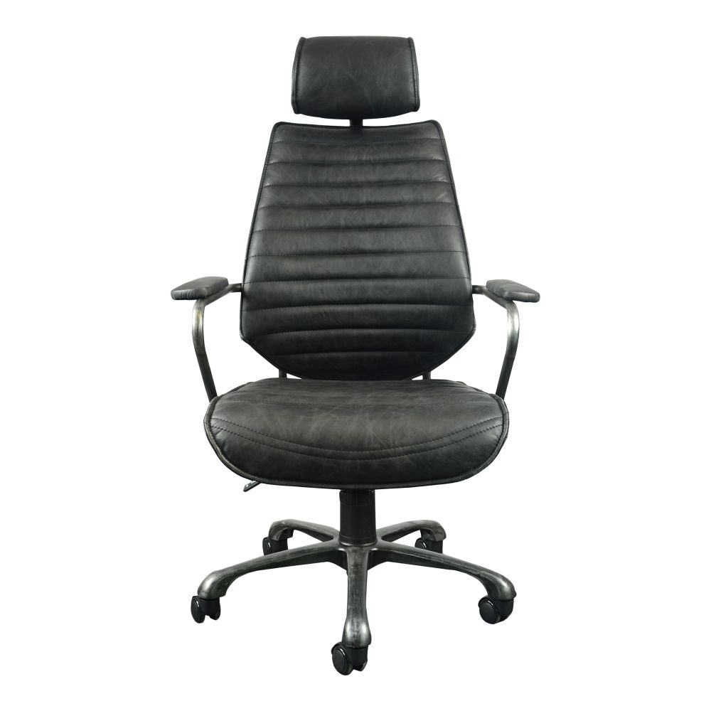 Moes Home Collection PK-1081-02 Executive Onyx Leather Swivel Office Chair in Black