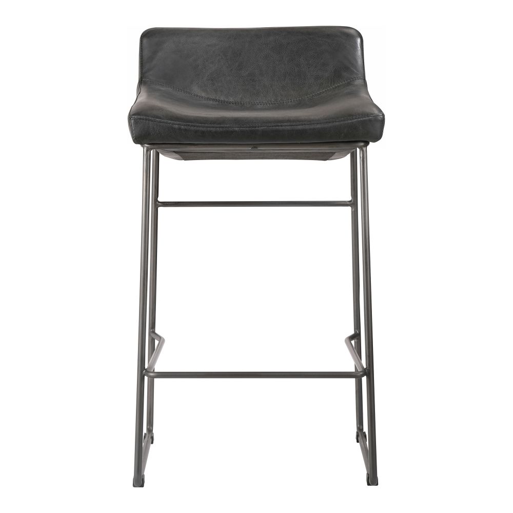 Moes Home Collection PK-1106-02 Starlet Onyx Leather Counter Stool in Black