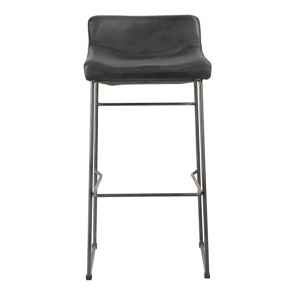 Moes Home Collection PK-1107-02 Starlet Onyx Leather Barstool in Black