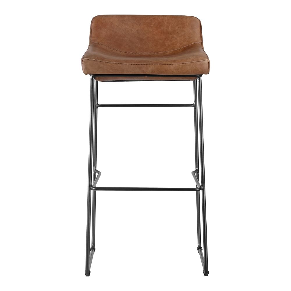 Moes Home Collection PK-1107-14 Starlet Open Road Leather Barstool in Brown