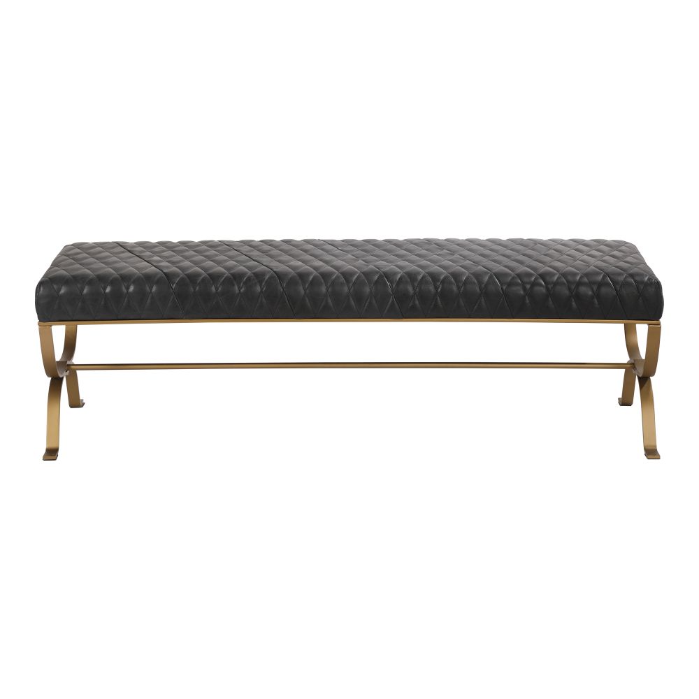 Moes Home Collection PK-1109-02 Teatro Onyx Leather Bench in Black