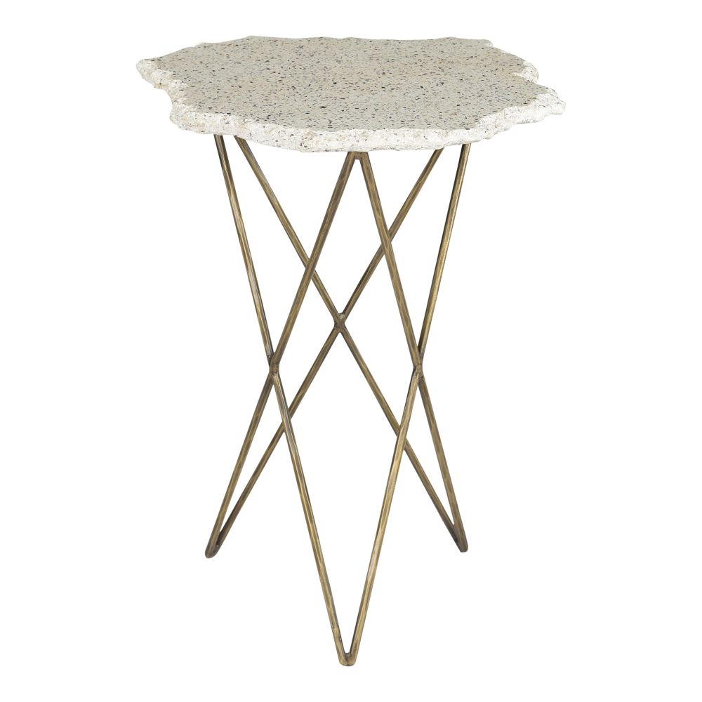 Moes Home Collection QJ-1016-18 Positano Terrazzo Side Table in White