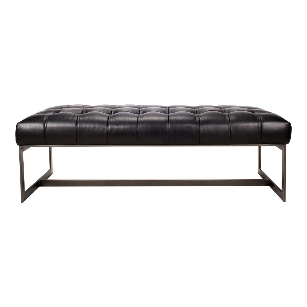 Moes Home Collection QN-1002-02 Wyatt Leather Bench in Black