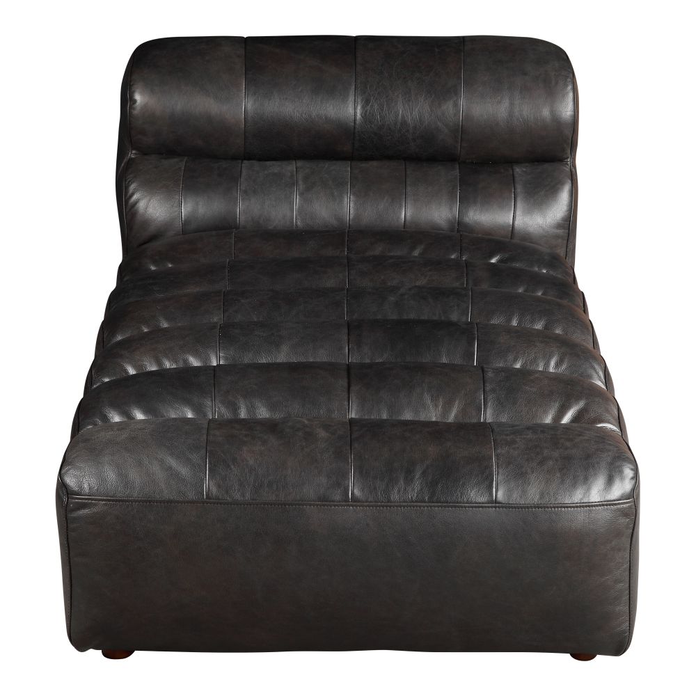 Moes Home Collection QN-1010-01 Ramsay Leather Chaise in Black