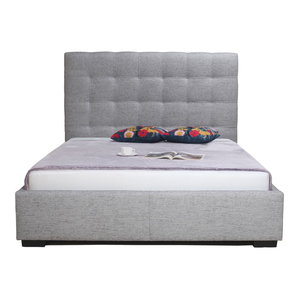 Moes Home Collection RN-1000-29 Belle Storage Bed Queen Fabric in Light Grey