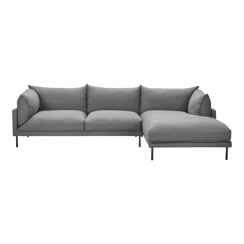 Moes Home Collection UB-1016-07-R Jamara Sectional Right in Grey
