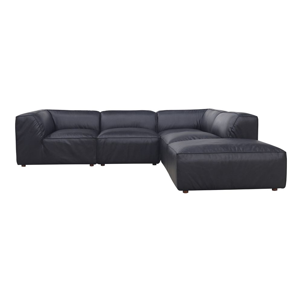Moes Home Collection XQ-1007-02 Form Classic L Modular Sectional Vantage in Black Leather