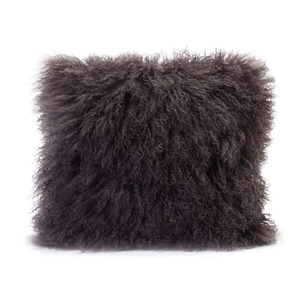 Moes Home Collection XU-1000-29 Lamb Fur Pillow in Grey