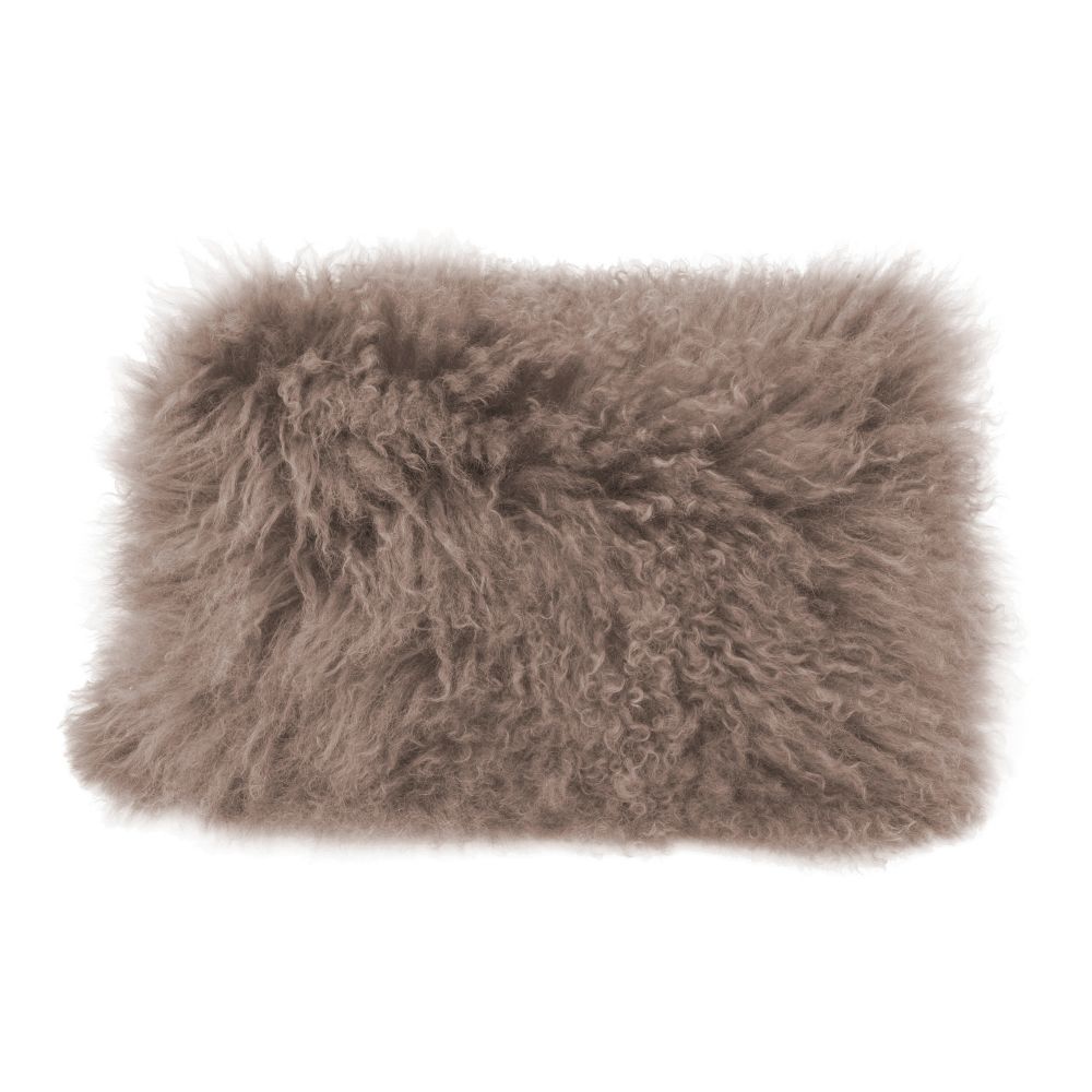 Moes Home Collection XU-1001-29 Lamb Fur Rectangular Pillow in Grey