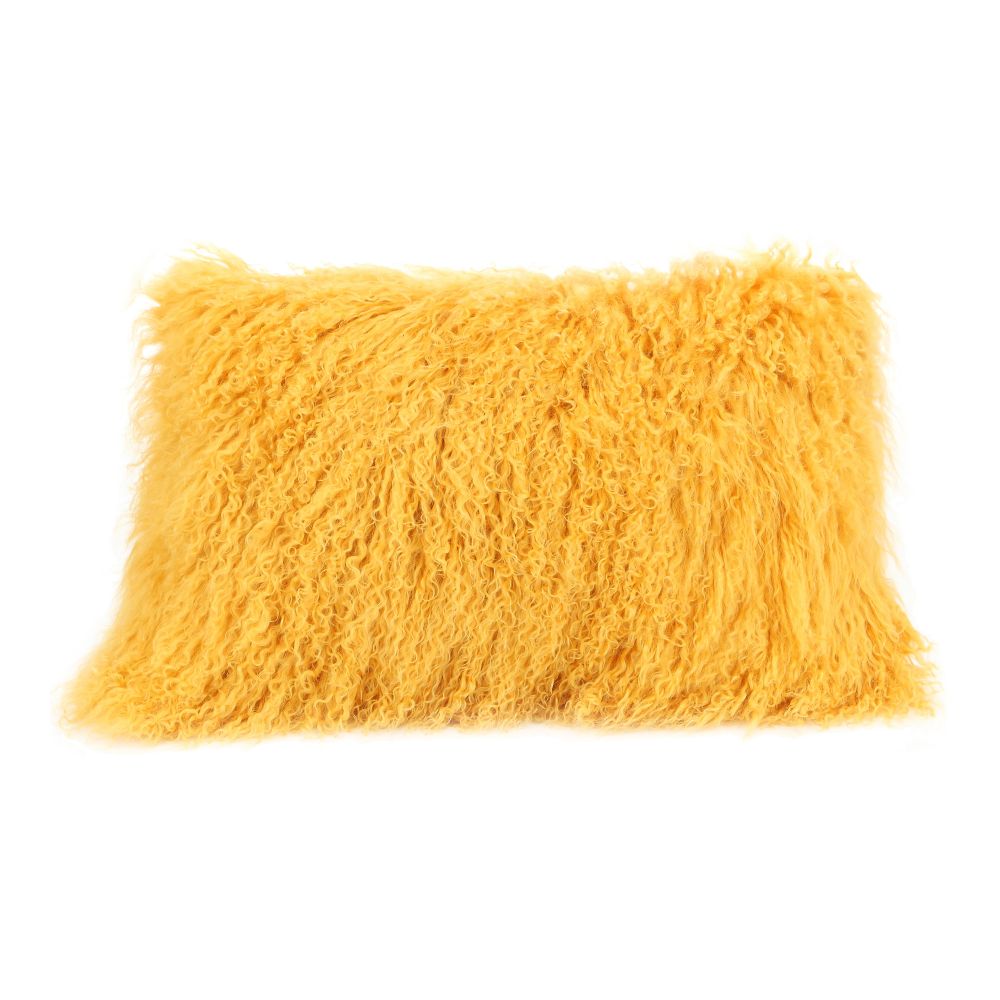 Moes Home Collection XU-1001-32 Lamb Fur Rectangular Pillow in Gold