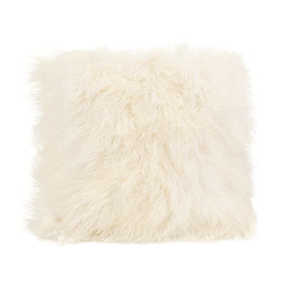 Moes Home Collection XU-1005-05 Lamb Fur Large Pillow in White