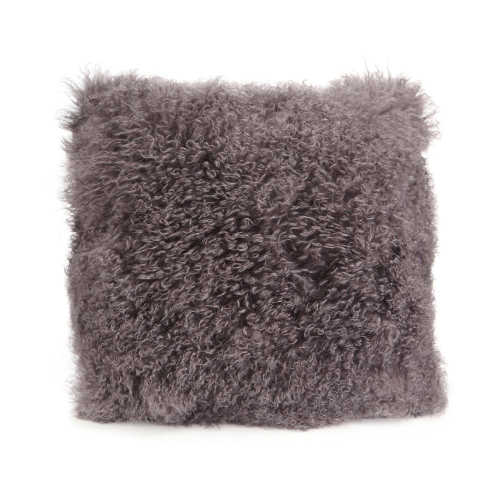 Moes Home Collection XU-1005-29 Lamb Fur Large Pillow in Grey