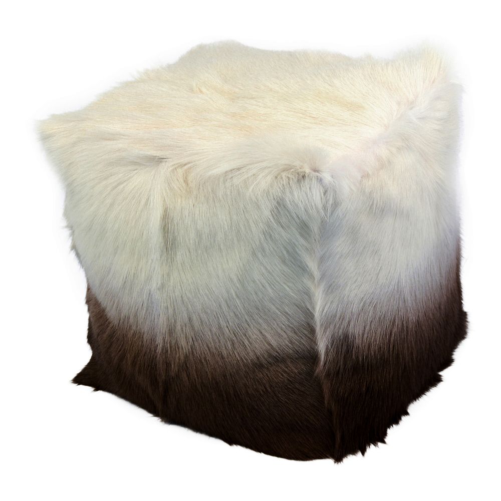 Moes Home Collection XU-1010-14 Goat Fur Pouf in Brown