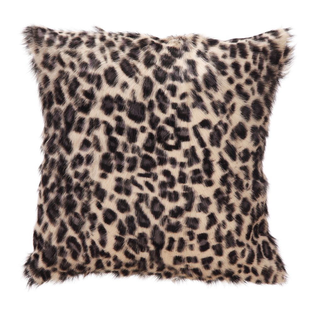 Moes Home Collection XU-1017-26 Spotted Goat Fur Pillow in Blue Leopard