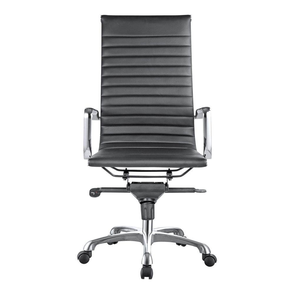 Moes Home Collection ZM-1001-02 Studio High Back Vegan Leather Swivel Office Chair in Black