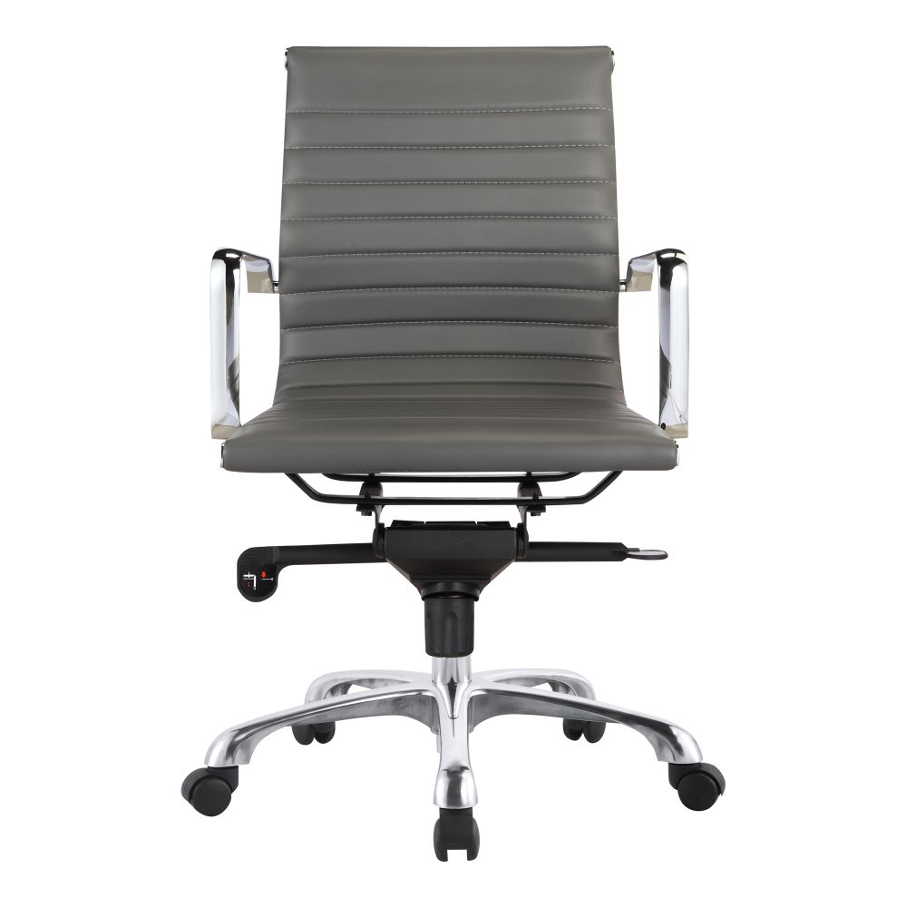 Moes Home Collection ZM-1002-29 Studio Swivel Low Back Vegan Leather Office Chair in Grey