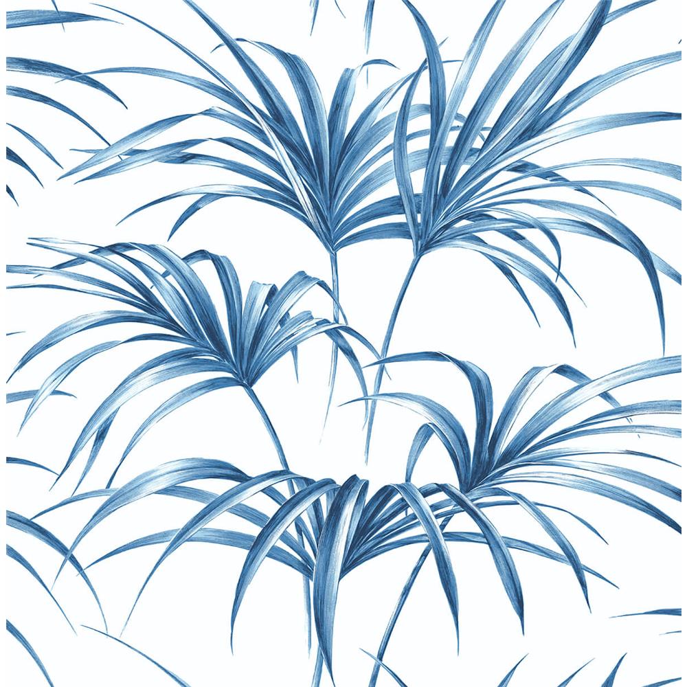 NextWall NW32502 Sidewall Tropical Palm Leaf Peel & Stick Wallpaper in Coastal Blue