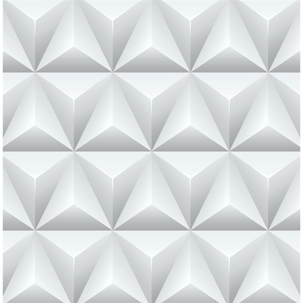 NextWall NW32800 Triangle Origami Peel and Stick Wallpaper in Gray 