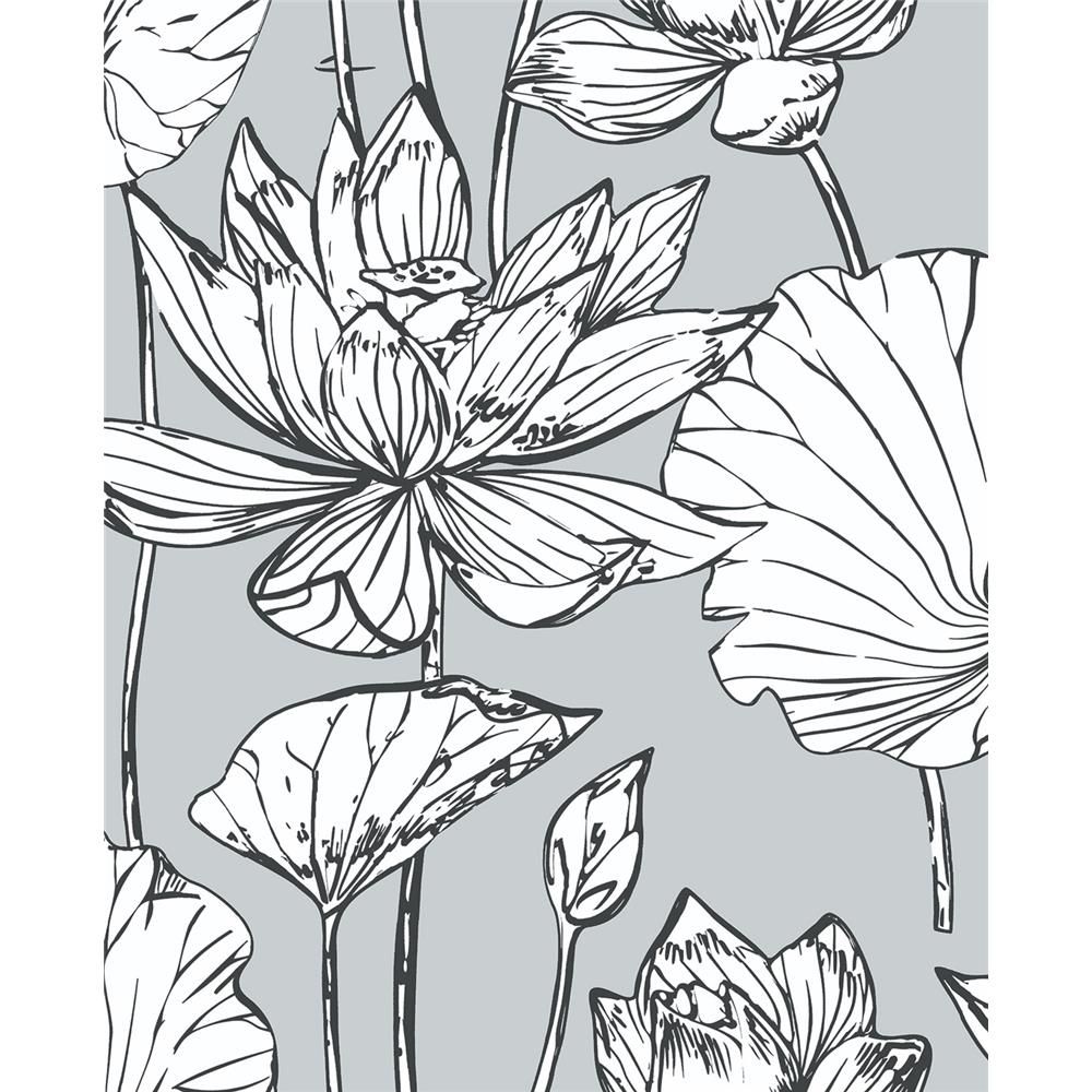 NextWall NW33108 Sidewall Peel & Stick Wallpaper in Lotus Floral