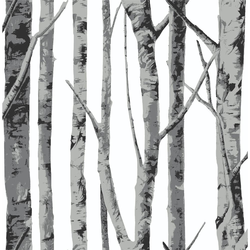 NextWall NW34800 Sidewall Peel & Stick Wallpaper in Birch Trees