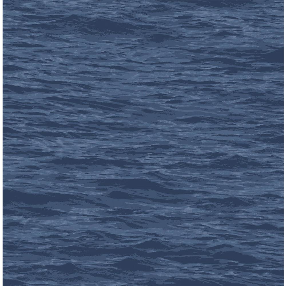NextWall NW35902 Sidewall Serene Sea Peel & Stick Wallpaper in Denim Blue