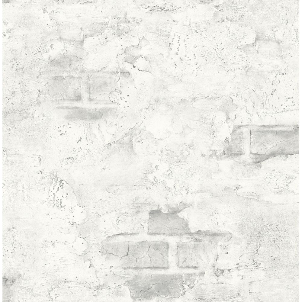 NextWall NW37800 Stuccoed Brick Wallpaper in Fog Gray
