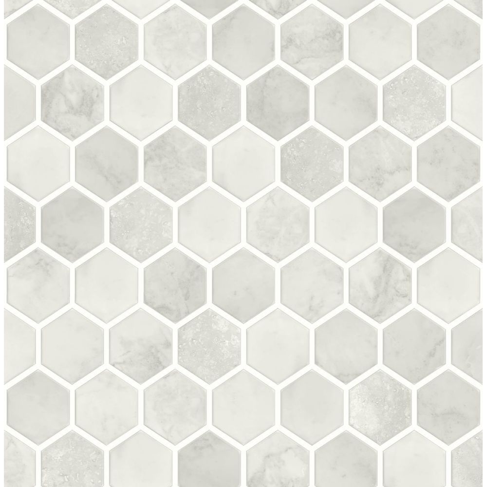 NextWall NW38606 Inlay Hexagon Wallpaper in Cream Neutral
