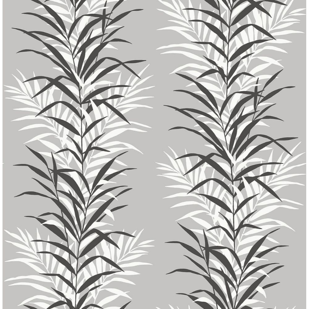 NextWall NW39100 Leaf Stripe Wallpaper in Monochrome